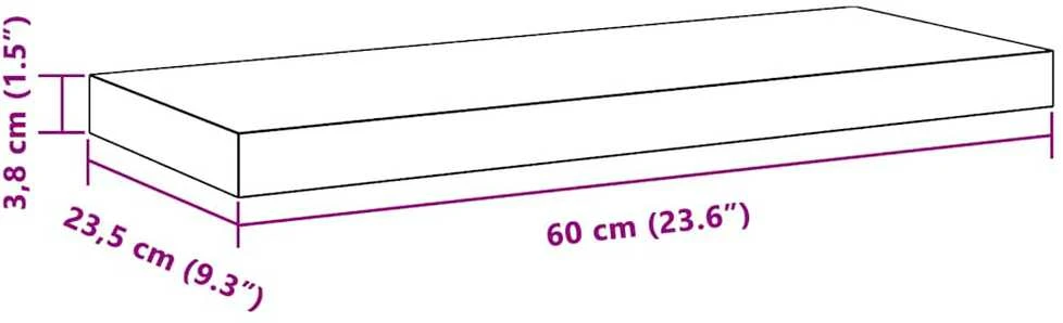Pakabinamos lentynos, 2vnt., baltos, 60x23,5x3,8cm, MDF