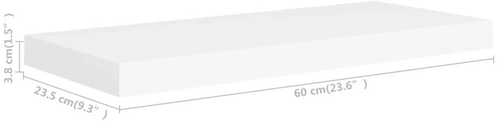 Pakabinamos lentynos, 2vnt., baltos, 60x23,5x3,8cm, MDF