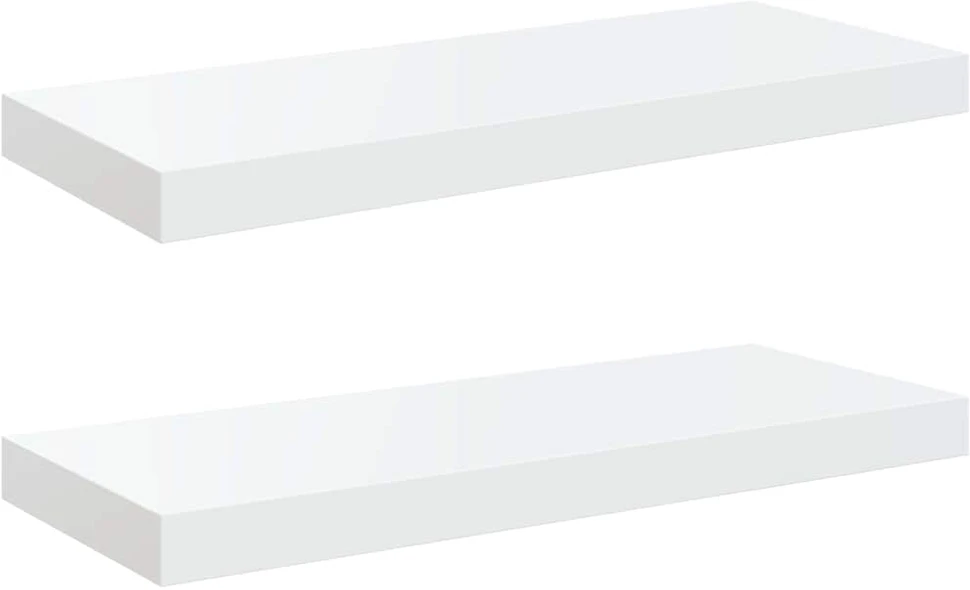 Pakabinamos lentynos, 2vnt., baltos, 60x23,5x3,8cm, MDF