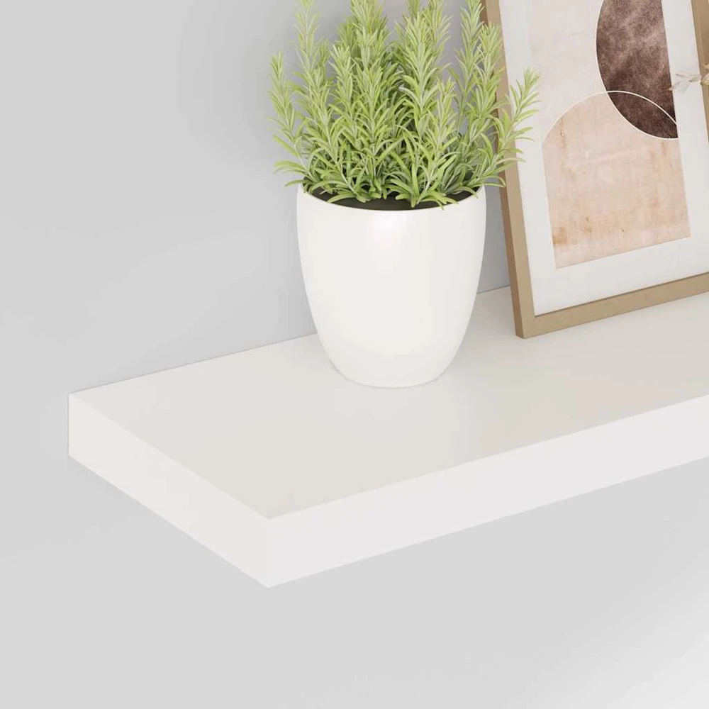Pakabinamos lentynos, 2vnt., baltos, 60x23,5x3,8cm, MDF