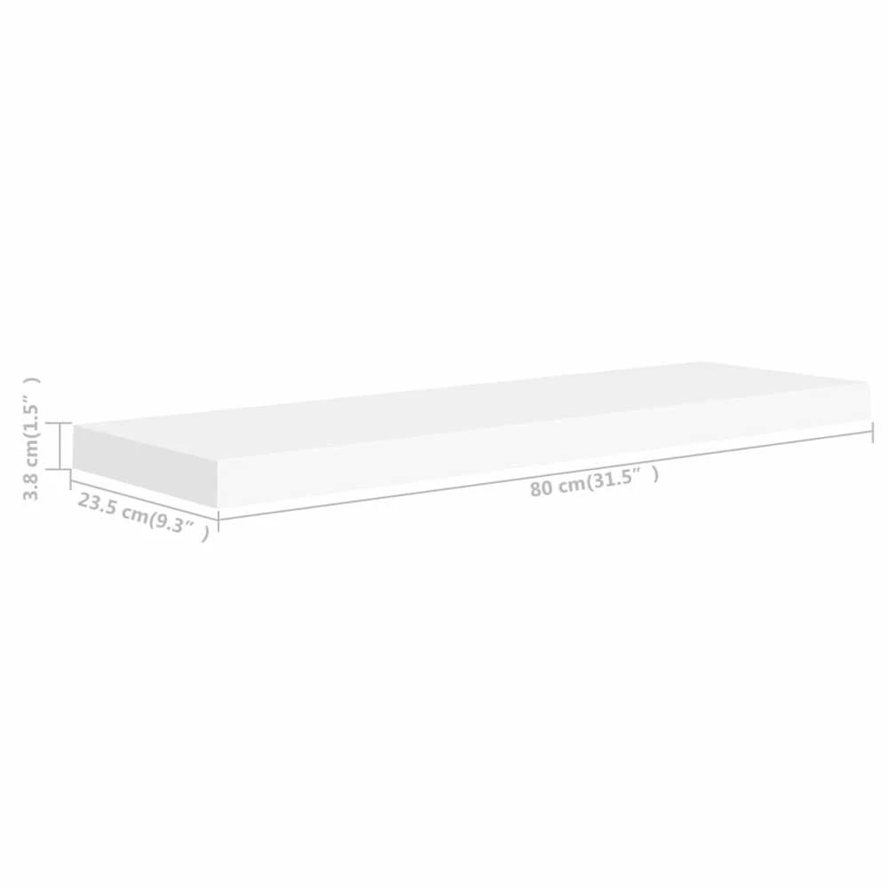 Pakabinamos lentynos, 2vnt., baltos, 80x23,5x3,8cm, MDF