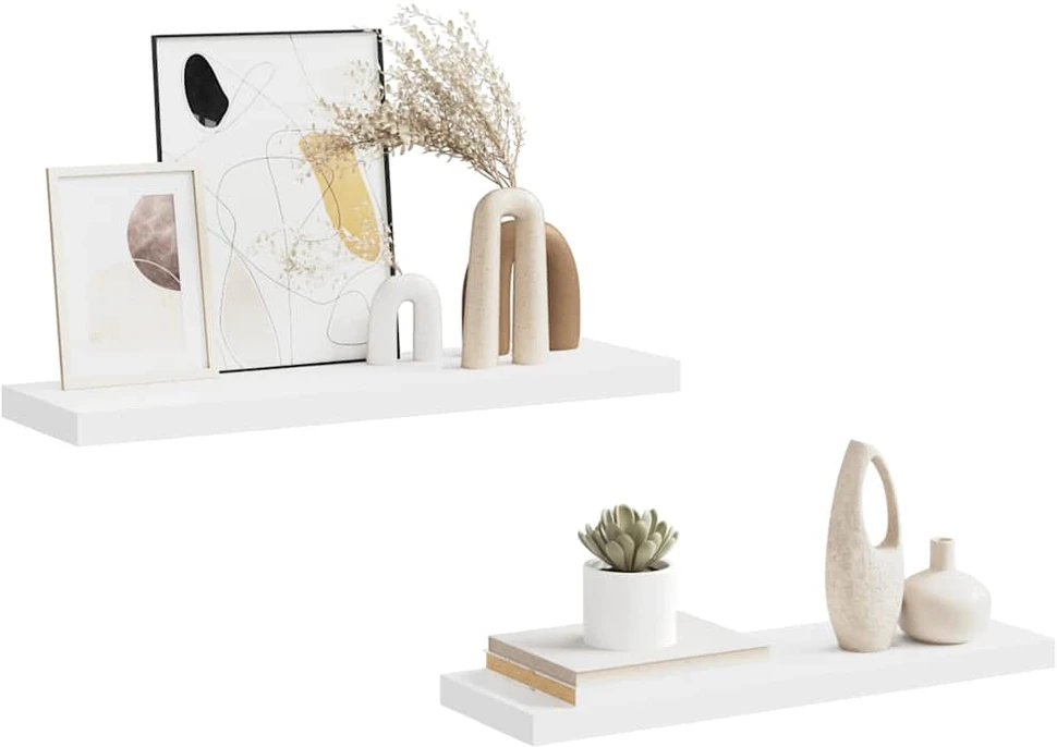 Pakabinamos lentynos, 2vnt., baltos, 80x23,5x3,8cm, MDF