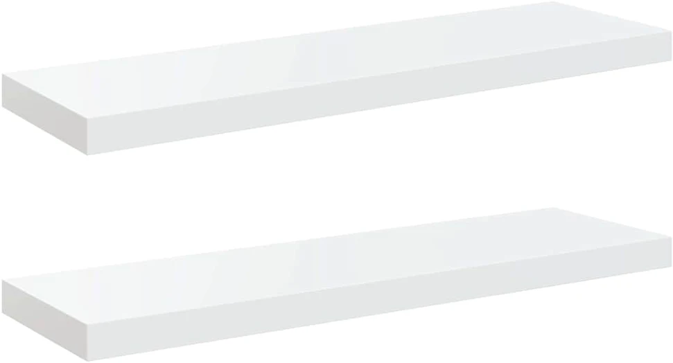 Pakabinamos lentynos, 2vnt., baltos, 80x23,5x3,8cm, MDF