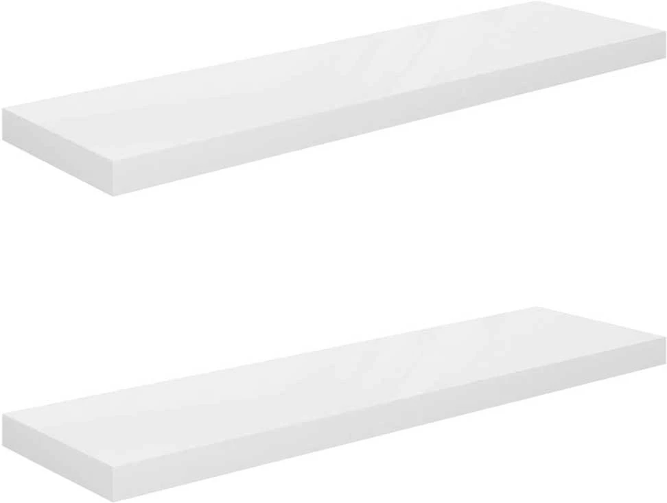 Pakabinamos lentynos, 2vnt., baltos, 90x23,5x3,8cm, MDF