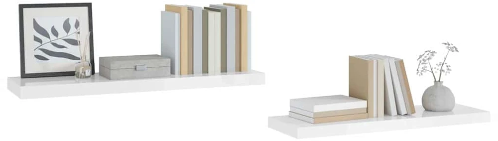 Pakabinamos lentynos, 2vnt., baltos, 90x23,5x3,8cm, MDF