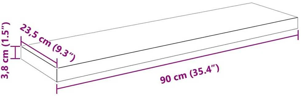 Pakabinamos lentynos, 2vnt., baltos, 90x23,5x3,8cm, MDF