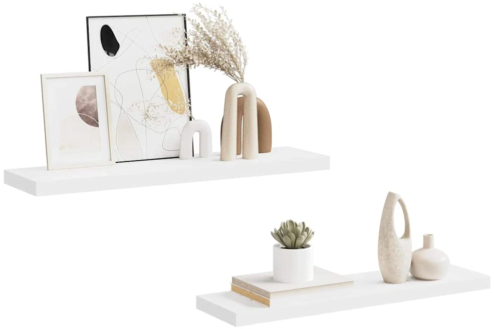 Pakabinamos lentynos, 2vnt., baltos, 90x23,5x3,8cm, MDF