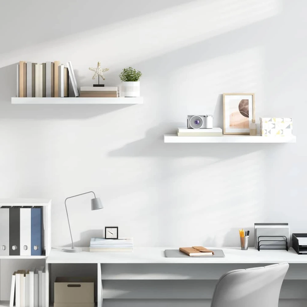 Pakabinamos lentynos, 2vnt., baltos, 90x23,5x3,8cm, MDF