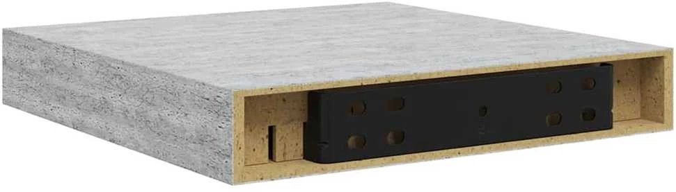 Pakabinamos lentynos, 2vnt., betono pilkos, 23x23,5x3,8cm, MDF
