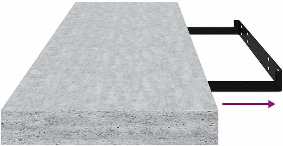 Pakabinamos lentynos, 2vnt., betono pilkos, 90x23,5x3,8cm, MDF