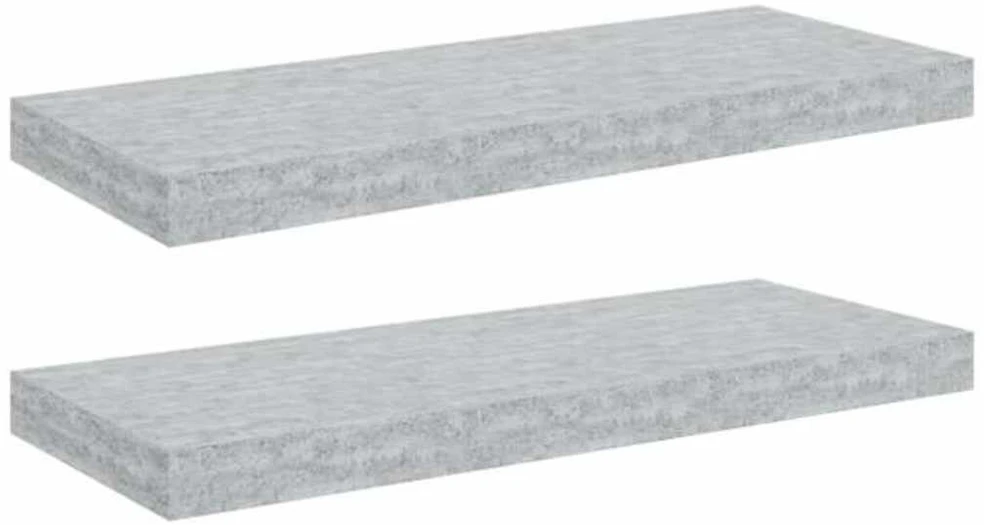 Pakabinamos lentynos, 2vnt., betono pilkos, 60x23,5x3,8cm, MDF