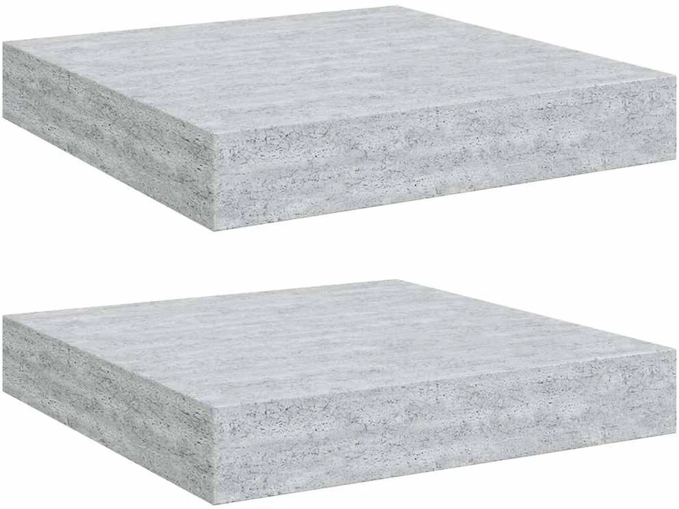 Pakabinamos lentynos, 2vnt., betono pilkos, 23x23,5x3,8cm, MDF