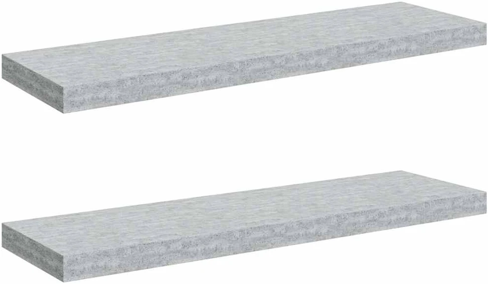 Pakabinamos lentynos, 2vnt., betono pilkos, 80x23,5x3,8cm, MDF
