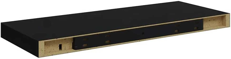 Pakabinamos lentynos, 2vnt., juodos, 60x23,5x3,8cm, MDF