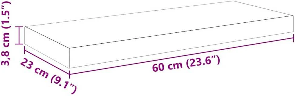 Pakabinamos lentynos, 2vnt., juodos, 60x23,5x3,8cm, MDF
