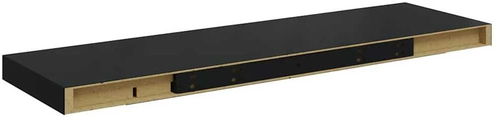 Pakabinamos lentynos, 2vnt., juodos, 80x23,5x3,8cm, MDF