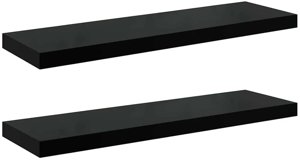 Pakabinamos lentynos, 2vnt., juodos, 80x23,5x3,8cm, MDF