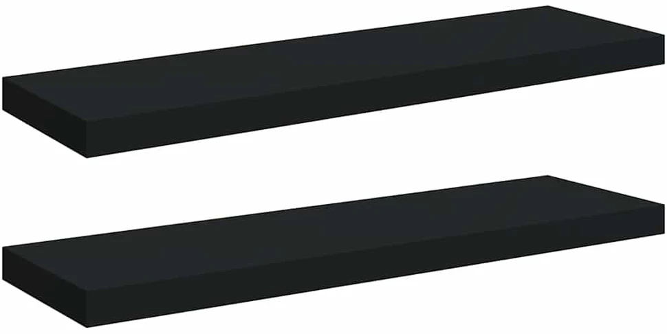 Pakabinamos lentynos, 2vnt., juodos, 80x23,5x3,8cm, MDF