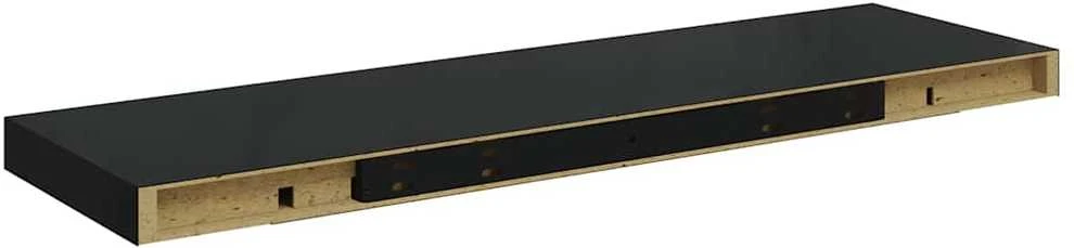 Pakabinamos lentynos, 2vnt., juodos, 80x23,5x3,8cm, MDF