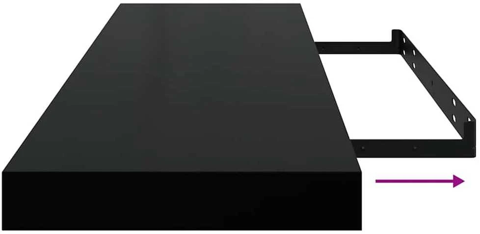 Pakabinamos lentynos, 2vnt., juodos, 80x23,5x3,8cm, MDF