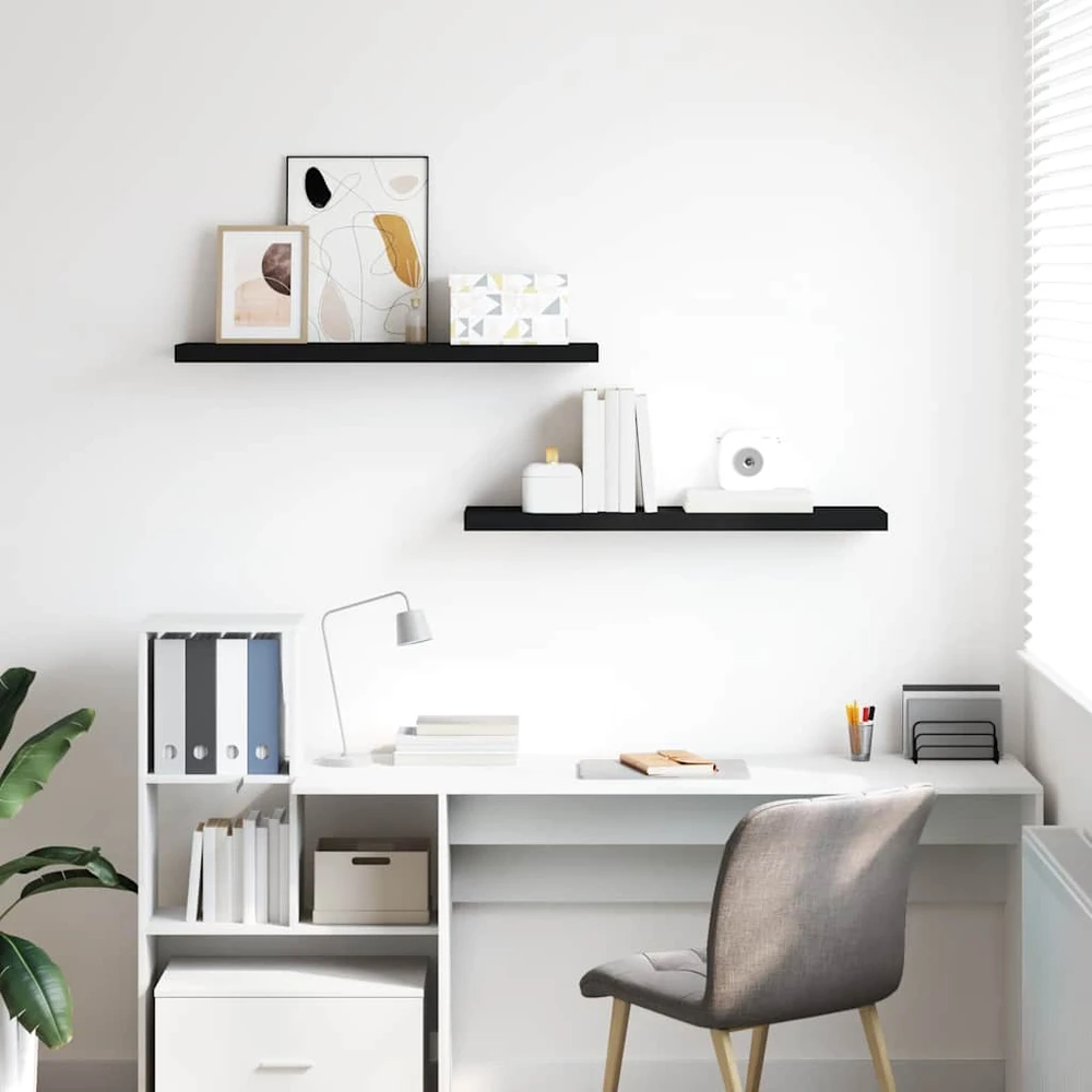Pakabinamos lentynos, 2vnt., juodos, 90x23,5x3,8cm, MDF