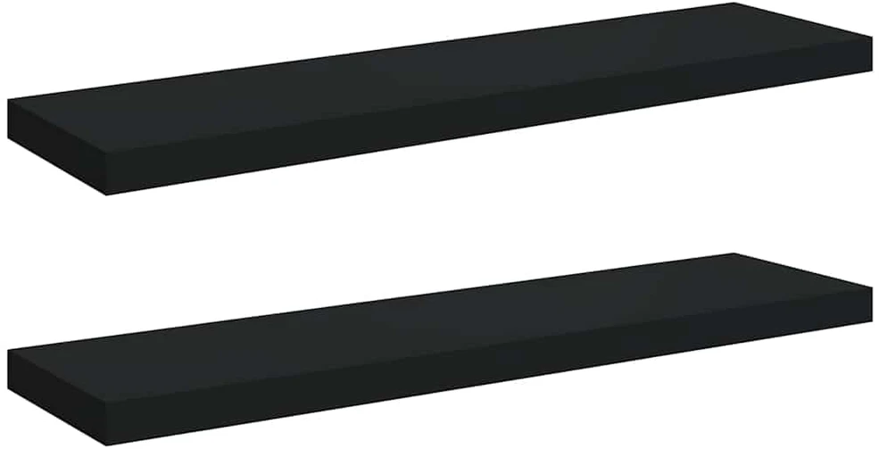 Pakabinamos lentynos, 2vnt., juodos, 90x23,5x3,8cm, MDF