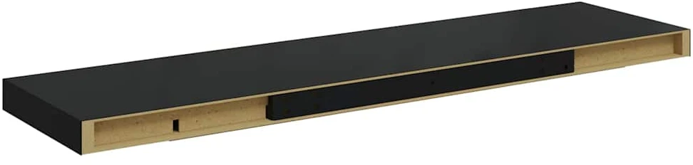 Pakabinamos lentynos, 2vnt., juodos, 90x23,5x3,8cm, MDF