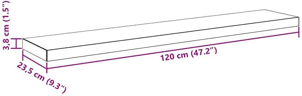 Pakabinamos lentynos, 2vnt., pilkos, 120x23,5x3,8cm, MDF