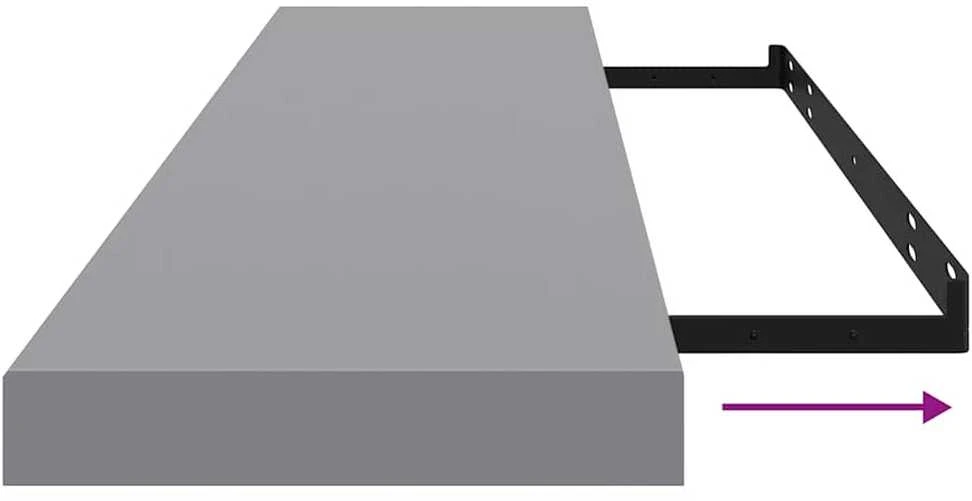 Pakabinamos lentynos, 2vnt., pilkos, 120x23,5x3,8cm, MDF