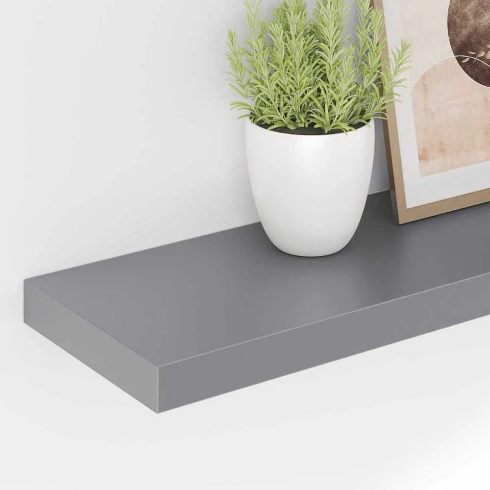Pakabinamos lentynos, 2vnt., pilkos, 120x23,5x3,8cm, MDF