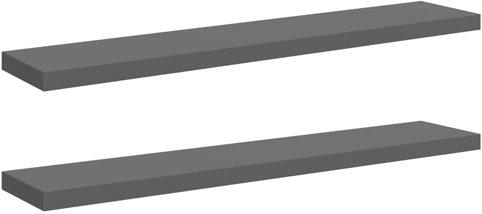 Pakabinamos lentynos, 2vnt., pilkos, 120x23,5x3,8cm, MDF