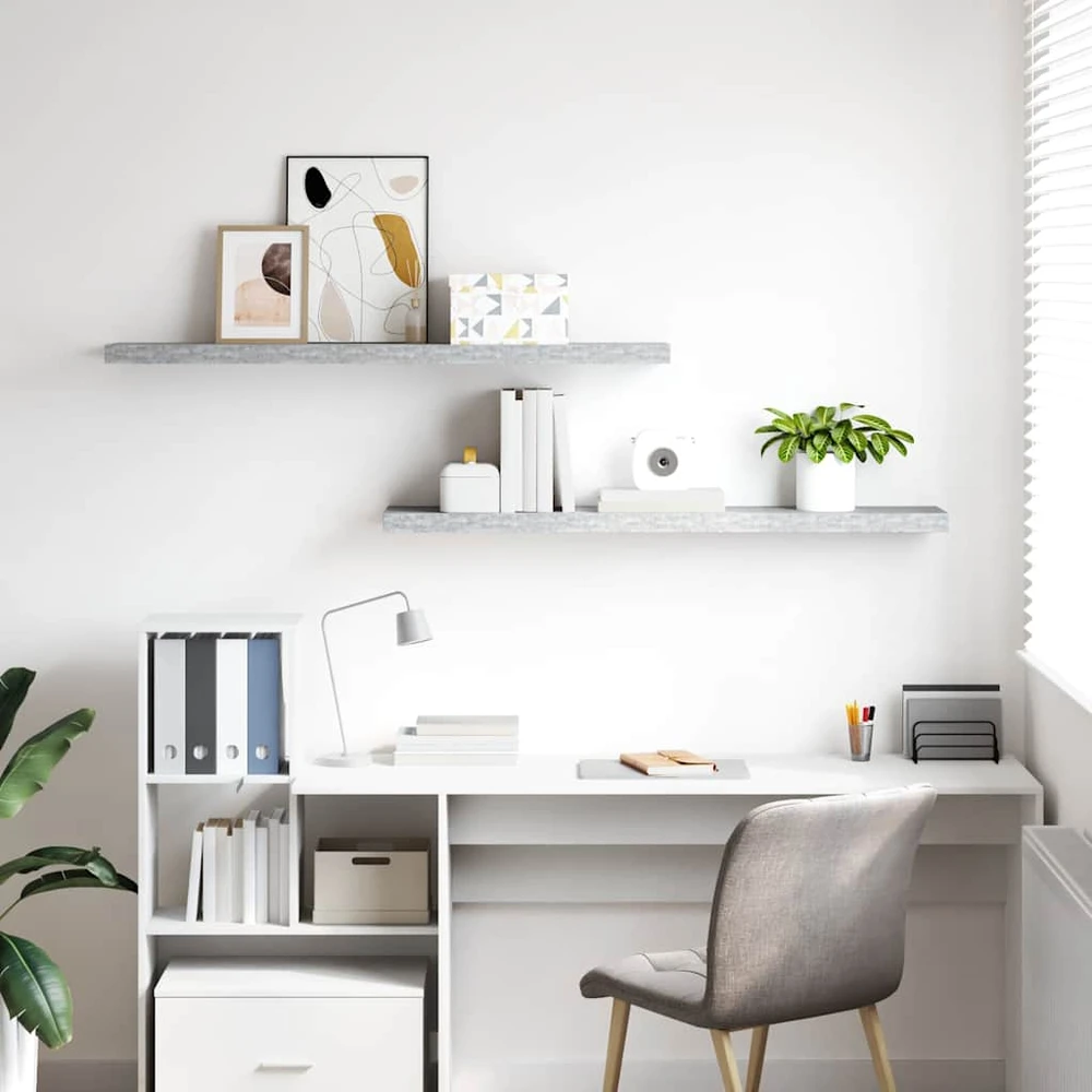 Pakabinamos lentynos, 2vnt., pilkos, 120x23,5x3,8cm, MDF