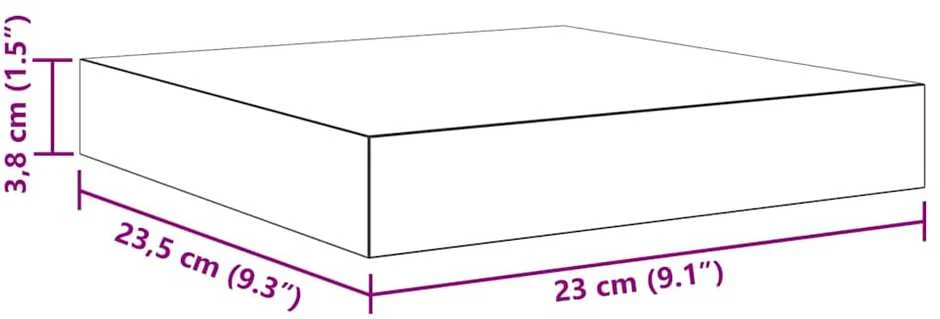 Pakabinamos lentynos, 2vnt., pilkos, 23x23,5x3,8cm, MDF