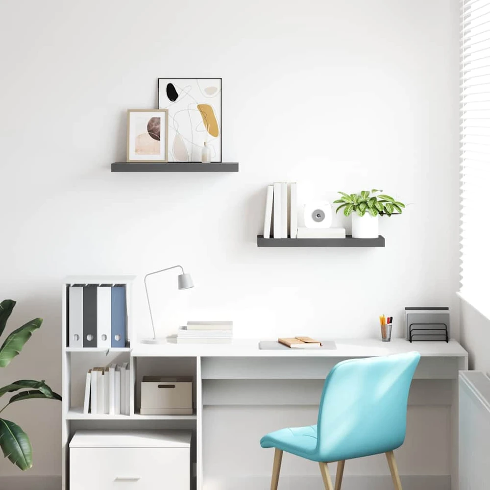 Pakabinamos lentynos, 2vnt., pilkos, 60x23,5x3,8cm, MDF
