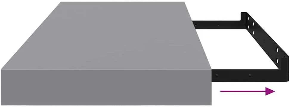 Pakabinamos lentynos, 2vnt., pilkos, 60x23,5x3,8cm, MDF