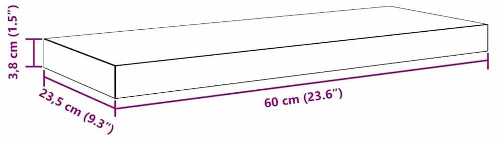 Pakabinamos lentynos, 2vnt., pilkos, 60x23,5x3,8cm, MDF