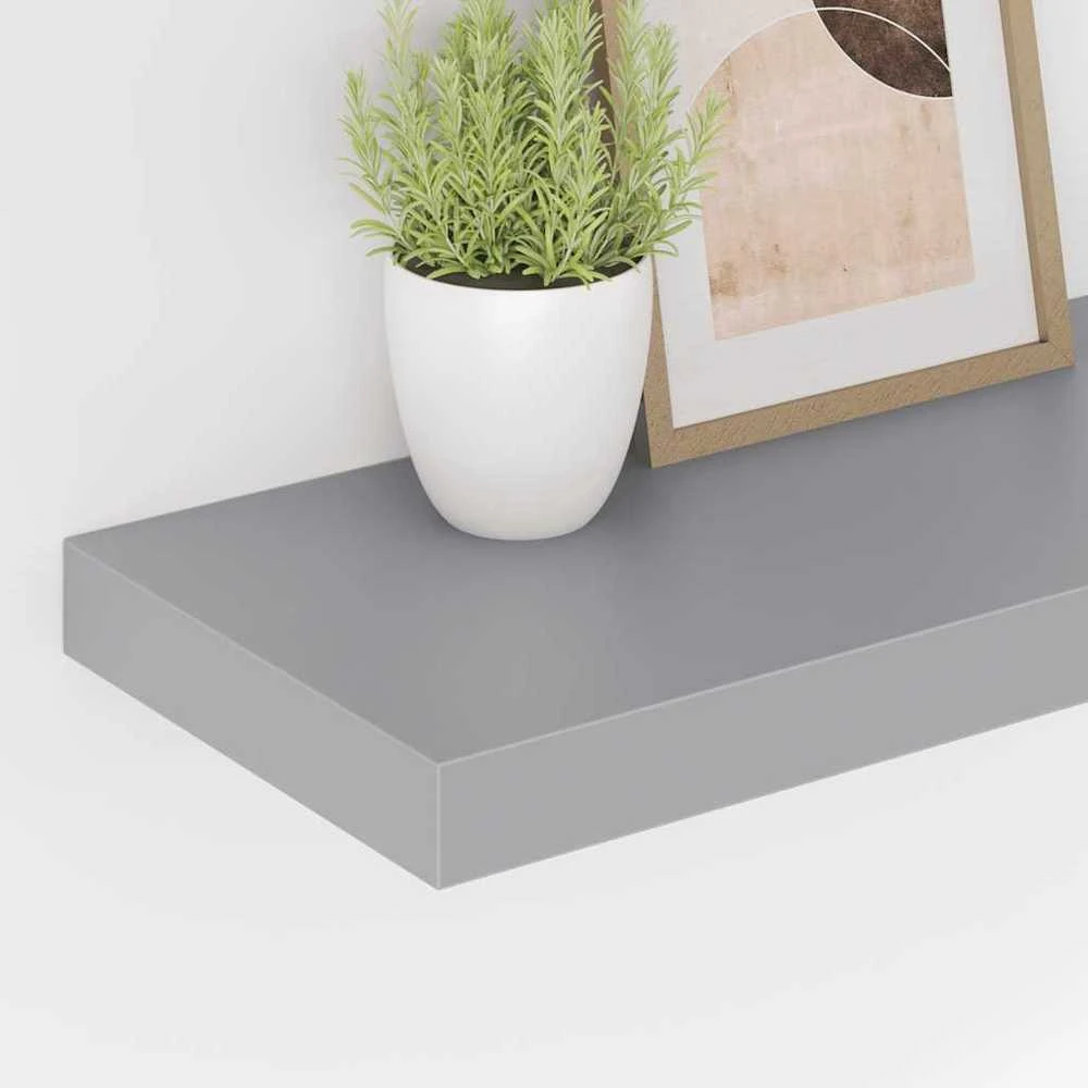 Pakabinamos lentynos, 2vnt., pilkos, 60x23,5x3,8cm, MDF