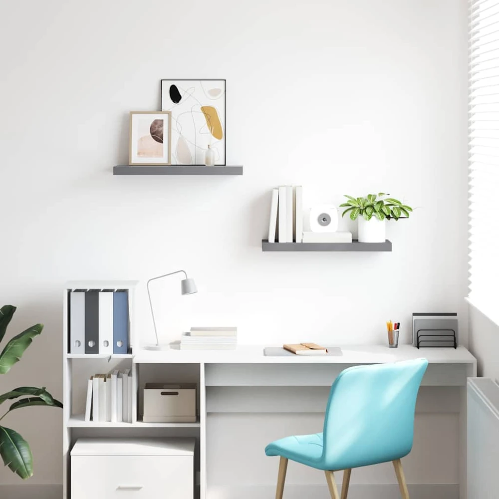 Pakabinamos lentynos, 2vnt., pilkos, 60x23,5x3,8cm, MDF
