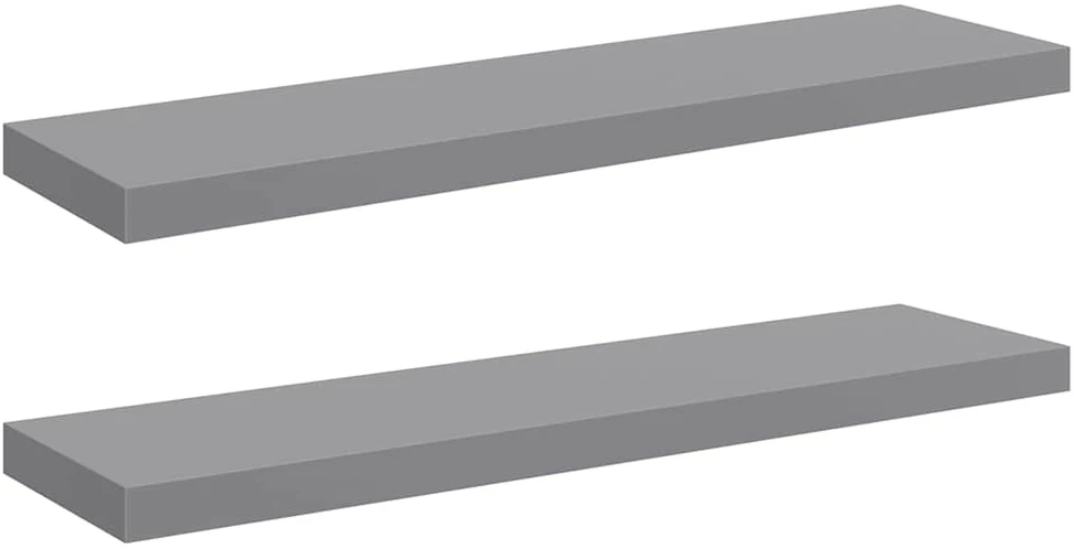 Pakabinamos lentynos, 2vnt., pilkos, 90x23,5x3,8cm, MDF