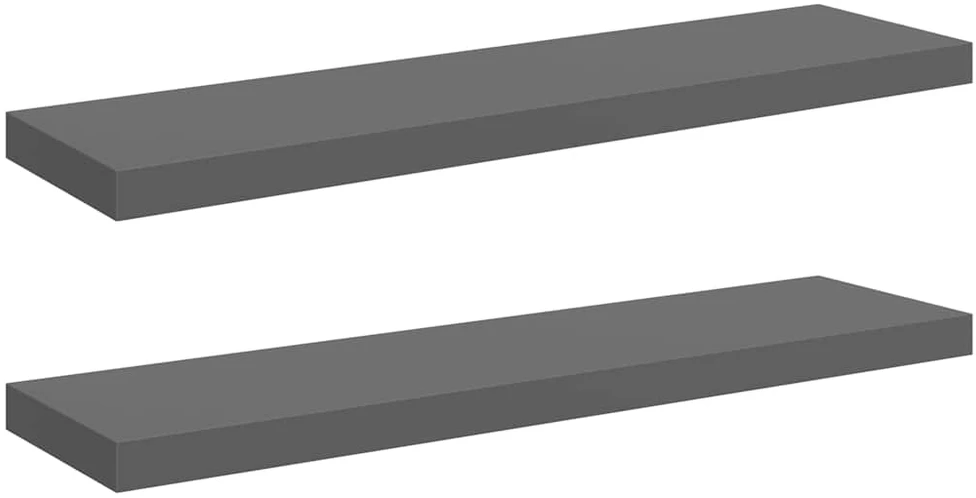 Pakabinamos lentynos, 2vnt., pilkos, 90x23,5x3,8cm, MDF