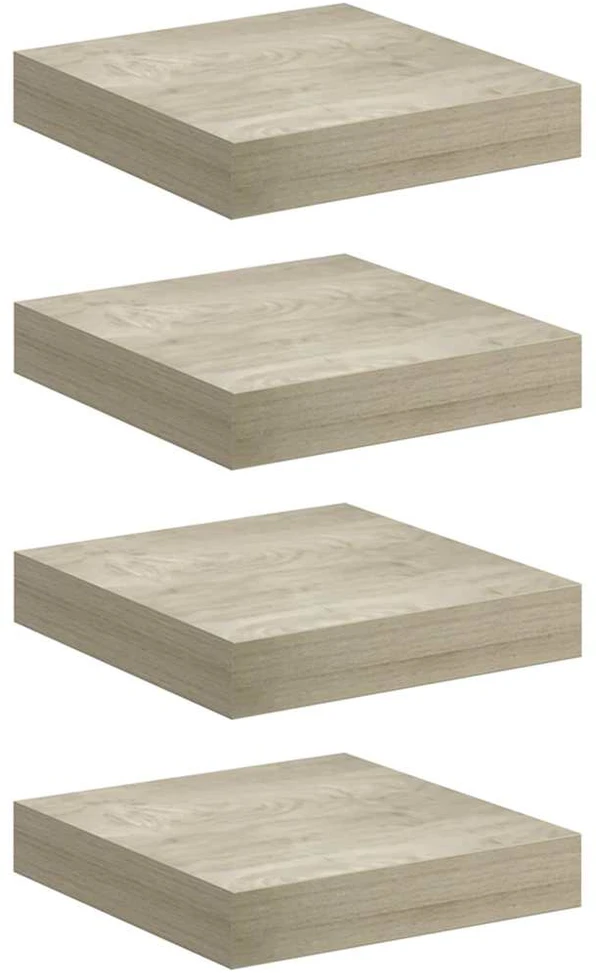 Pakabinamos lentynos, 4vnt., ąžuolo, 23x23,5x3,8cm, MDF