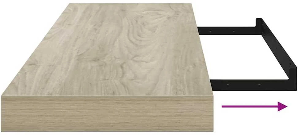 Pakabinamos lentynos, 4vnt., ąžuolo, 80x23,5x3,8cm, MDF