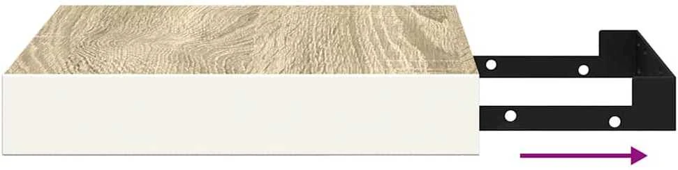 Pakabinamos lentynos, 4vnt., ąžuolo/baltos, 23x23,5x3,8cm, MDF