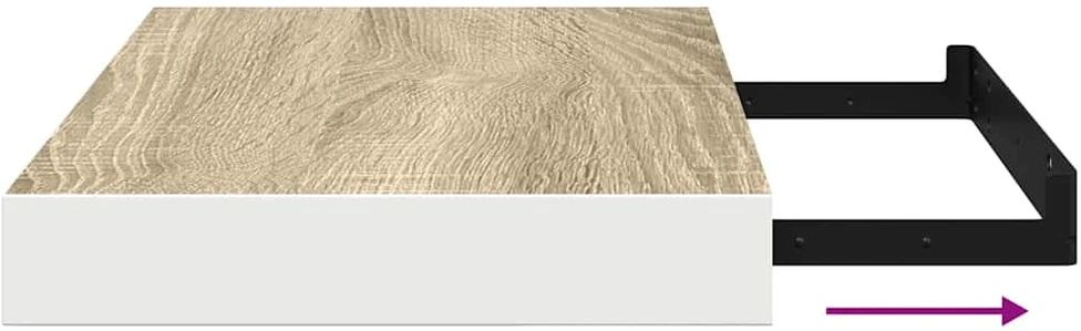 Pakabinamos lentynos, 4vnt., ąžuolo/baltos, 40x23x3,8cm, MDF