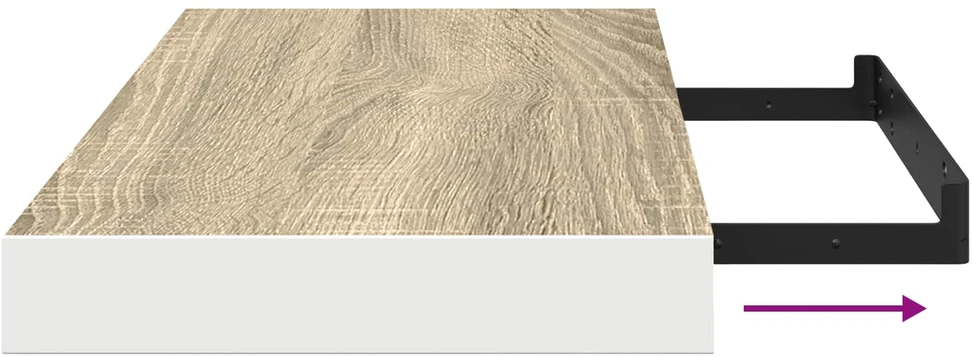Pakabinamos lentynos, 4vnt., ąžuolo/baltos, 50x23x3,8cm, MDF