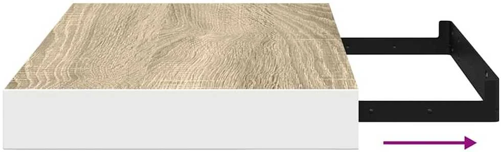 Pakabinamos lentynos, 4vnt., ąžuolo/baltos, 50x23x3,8cm, MDF