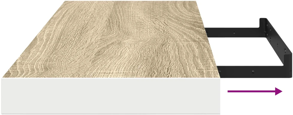 Pakabinamos lentynos, 4vnt., ąžuolo/baltos, 60x23,5x3,8cm, MDF