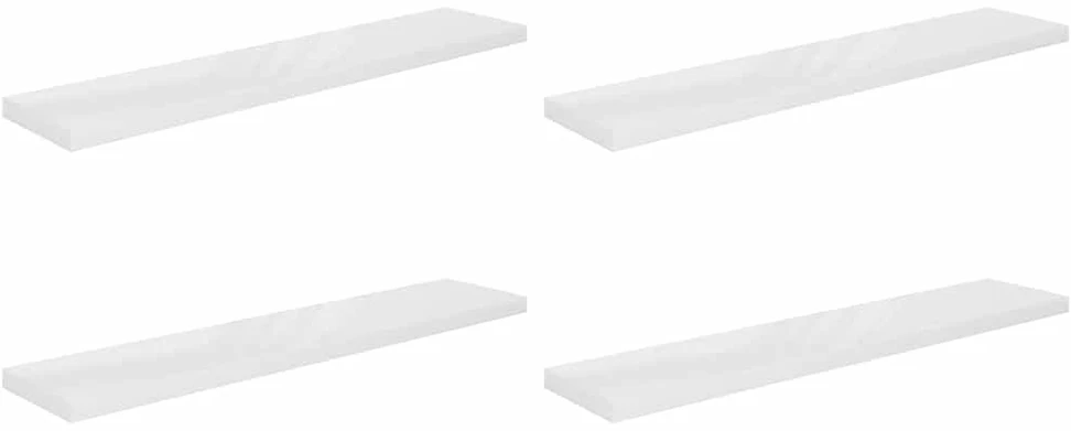 Pakabinamos lentynos, 4vnt., baltos, 120x23,5x3,8cm, MDF