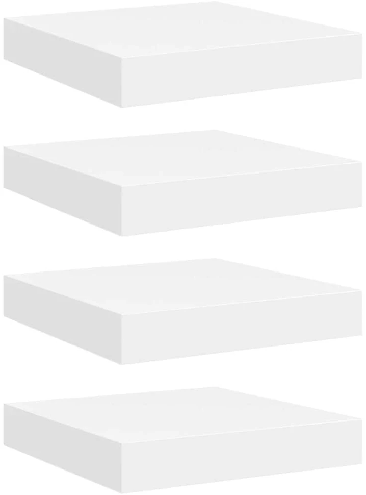 Pakabinamos lentynos, 4vnt., baltos, 23x23,5x3,8cm, MDF