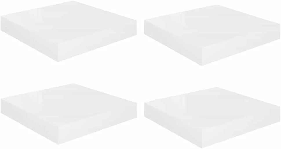 Pakabinamos lentynos, 4vnt., baltos, 23x23,5x3,8cm, MDF